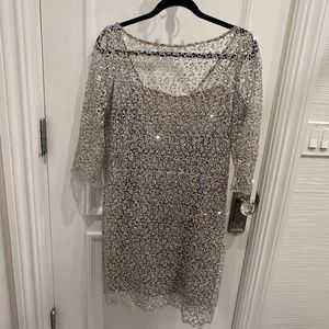 Kay Unger Sequin Semi-Sheer evening dress